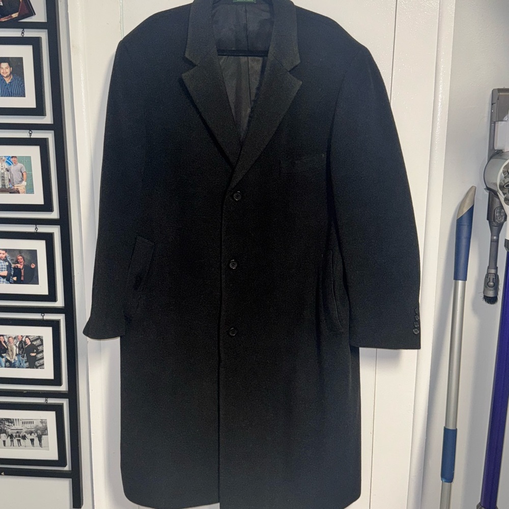 Vintage Ralph Lauren Cashmere Blend Overcoat Mens Charcoal Long Coat 44
